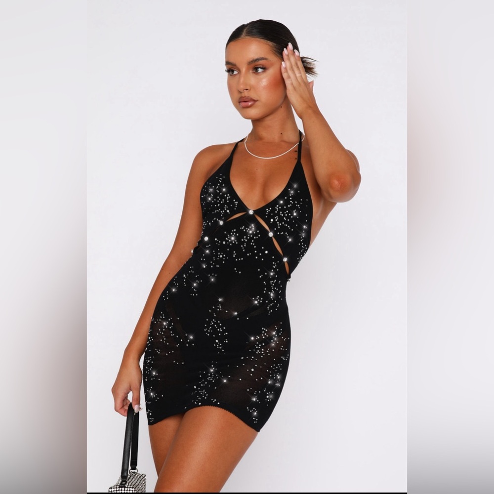 White Fox Mini Dress Black